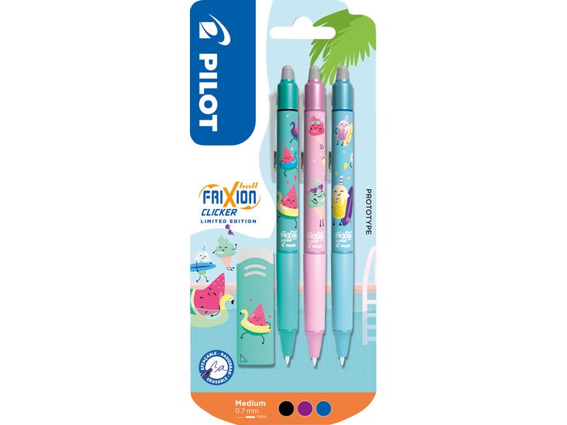 Pilot | Pool Party FriXion Clicker | Limited Edition, violett, blau, schwarz
