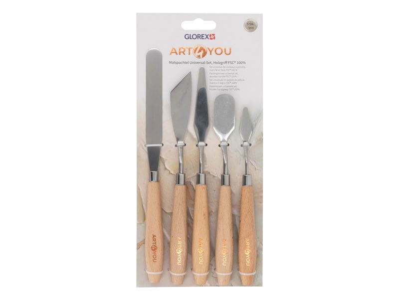 Glorex | Malspachtel-Set | 5 Spachteln, Holzgriff