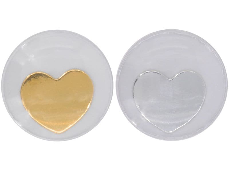 Glorex | Wackelaugen Herz gold/silber 35 mm | selbstklebend, 4 Stück