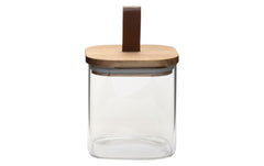 COCON | Vorratsdose eckig 600ml | Glas, 10x10x10cm, Deckel Akazie