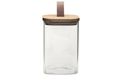 COCON | Vorratsdose eckig 1000ml | Glas, 10x10x15cm, Deckel Akazie