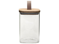 COCON | Vorratsdose eckig 1000ml | Glas, 10x10x15cm, Deckel Akazie