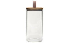 COCON | Vorratsdose eckig 1400ml | Glas, 10x10x20cm, Deckel Akazie