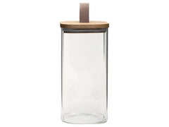 COCON | Vorratsdose eckig 1400ml | Glas, 10x10x20cm, Deckel Akazie