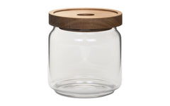 COCON | Vorratsdose rund 400ml | Glas, 9x10cm, Deckel Akazie