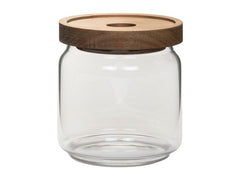 COCON | Vorratsdose rund 400ml | Glas, 9x10cm, Deckel Akazie
