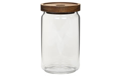 COCON | Vorratsdose rund 700ml | Glas, 9x15.3cm, Deckel Akazie