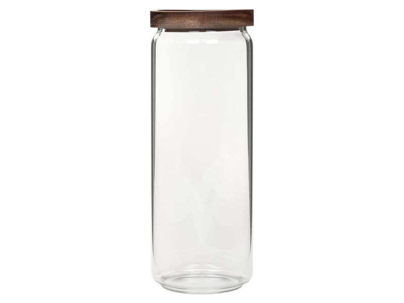 COCON | Vorratsdose rund 1300ml | Glas, 9x25.4cm, Deckel Akazie