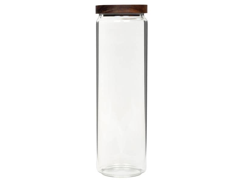 COCON | Vorratsdose rund 1500ml | Glas, 9x30.2cm, Deckel Akazie