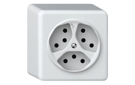 Hager | ORIGIN AP Steckdose 3x TYP 13 | 1x getrennt, QuickConnect Steckklemmen, ws