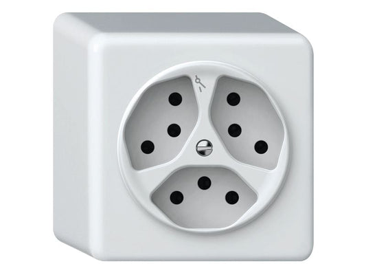 Hager | ORIGIN AP Steckdose 3x TYP 13 | 1x getrennt, QuickConnect Steckklemmen, ws