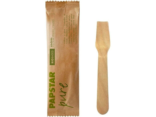 Papstar | Eislöffel Holz PURE 50 Stk. | 1 Pack à 50 Stk. 9.4cm