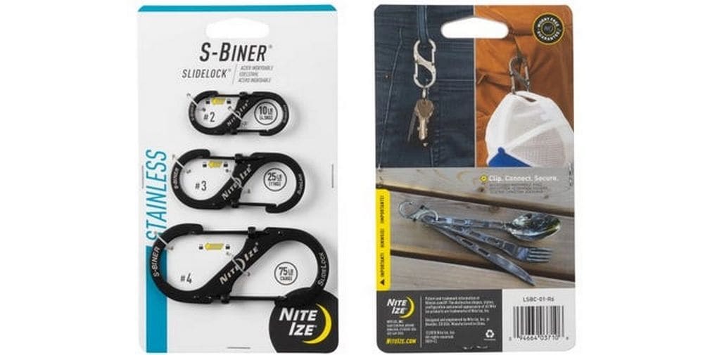 NITE IZE | S-Biner SlideLock Stainless Steel Combo | 3 Pack, Black