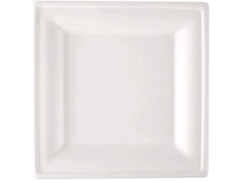 Verive | Teller weiss 20x20cm 50 Stk. | 1 Pack à 50 Stk. Zuckerrohr