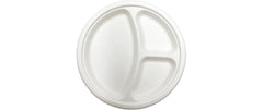 Verive | Teller 3-geteilt weiss 50 Stk. | 1 Pack à 50 Stk. Zuckerrohr