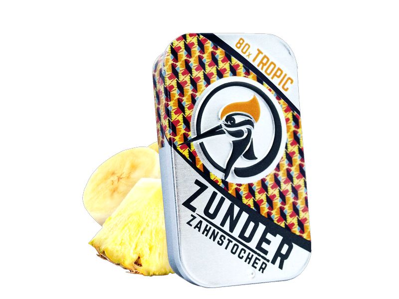 Zunder Zahnstocher | Tropic, 80 Stück | in Metallbox, Birke