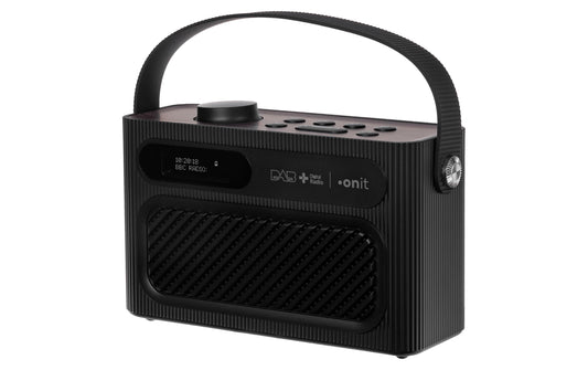 onit | DAB/DAB+ Radio Amoroso | schwarz, Akku, 40 Stationen, BT5.3, Wecker