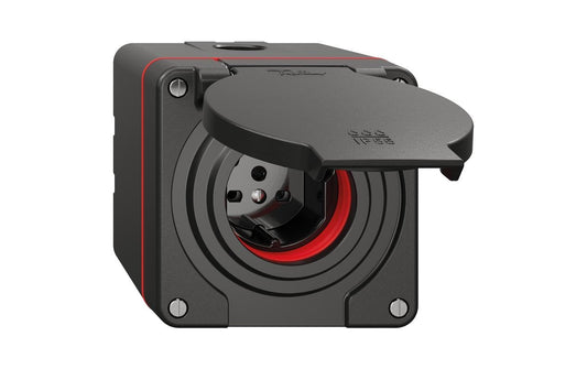 Feller | NEVO AP Nass-Steckdose 1xTyp 15 10A | 400V mit Steckklemm IP55 rote Dicht sz