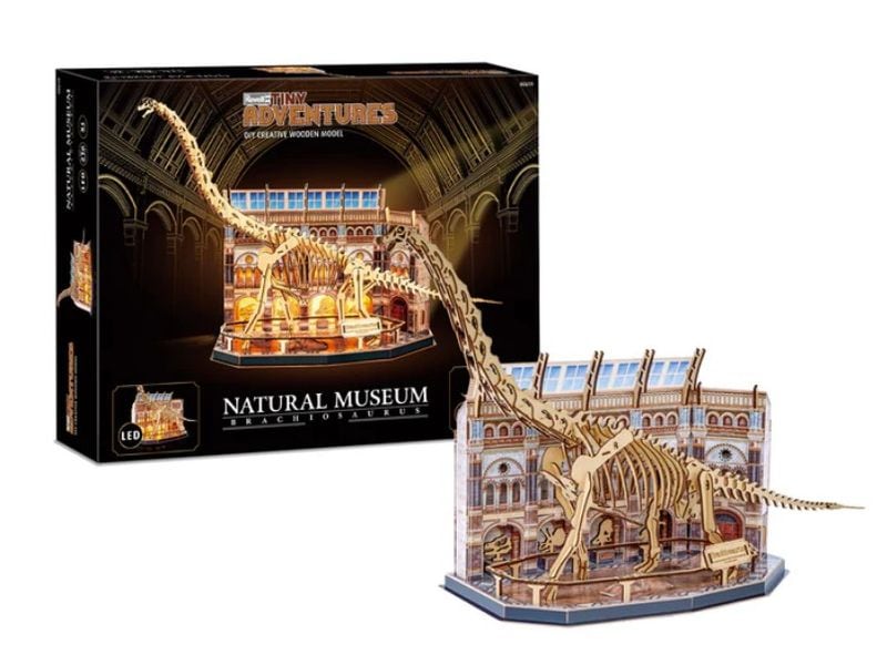Revell | Tiny Adventur Natural Museum Brachiosaurus | Holzbausatz, inklusive LEDs
