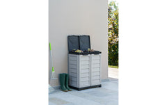 Edi Baur | Abfallbehälter-Box | Kunststoff beige,76x46x89 cm,2 Fächer,100l
