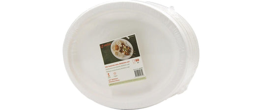 Verive | Teller oval Zuckerrohr 20cm | 1 Pack à 50 Stk. 26 x 20 cm weiss