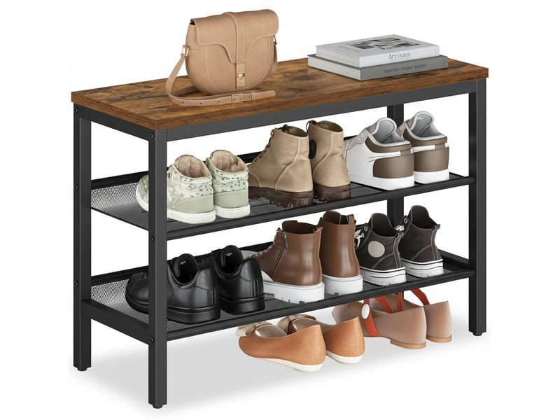 VASAGLE | Schuhregal mit 3 Ablagen | 75x28x50 cm, MDF, Spanplatte