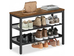 VASAGLE | Schuhregal mit 3 Ablagen | 75x28x50 cm, MDF, Spanplatte
