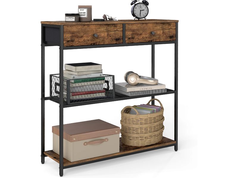 VASAGLE | Konsolentisch Schwarz-Braun | 76x24x79.9 cm, Spanplatte, Stahl