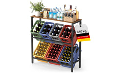 Songmics | Getränkekisten-Regal | 70.4x40x117.3 cm, Stahl, Spanplatte