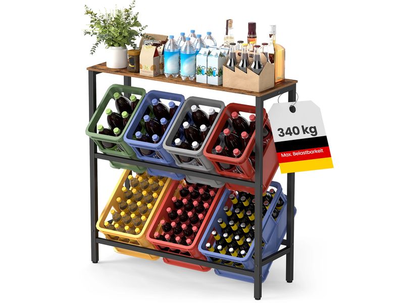 Songmics | Getränkekisten-Regal | 70.4x40x117.3 cm, Stahl, Spanplatte