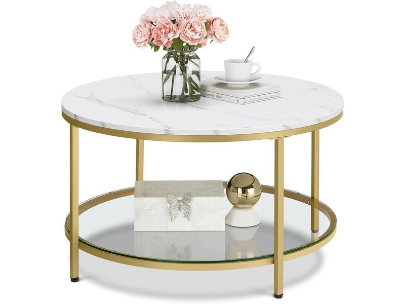 VASAGLE | Beistelltisch mit Glas | 80x45 cm (DxH), Spanplatte