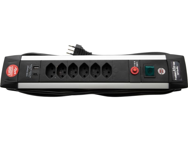 Brennenstuhl | Premium-Alu-Line -6+2USB PD30 | 3m H05VV-F3G1,5