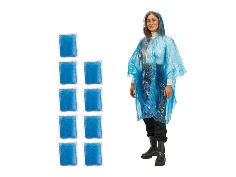 relaxdays | Regenponcho | 10-er Set, Hellblau