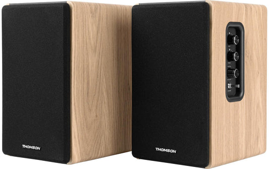 Thomson | Lautsprecher WS902DUO | Schwarz/Holz, Optical, 3.5 mm