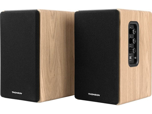Thomson | Lautsprecher WS902DUO | Schwarz/Holz, Optical, 3.5 mm