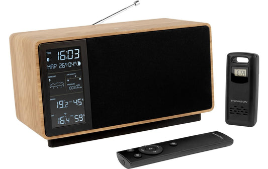 Thomson | WS202 | Schwarz/Holz, Speaker und Wetterstation