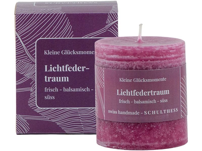 Schulthess Kerzen | Schulthess Duftkerze Lichtefedertraum | 7x8 cm (DxH), Brenndauer ca. 40 Stunden