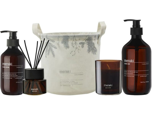 meraki | Geschenkset Meadow Bliss, Seife490ml | Lotion 275ml, Diffuser 200ml, Kerze 100g