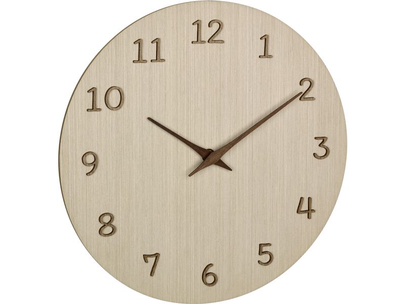 TFA Dostmann | TFA Analoge Wanduhr aus Holz | Hellbraun