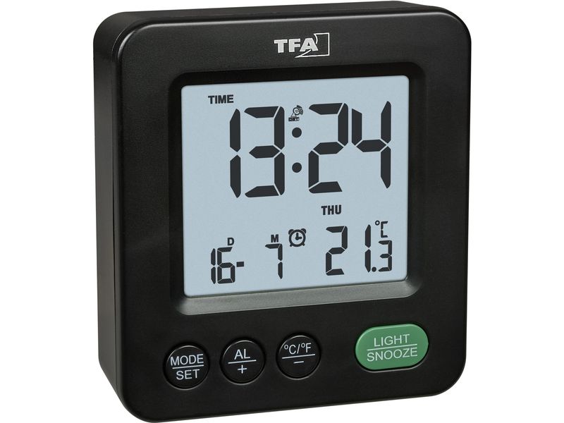 TFA Dostmann | TFA Digitaler Funk-Wecker NOX | Schwarz