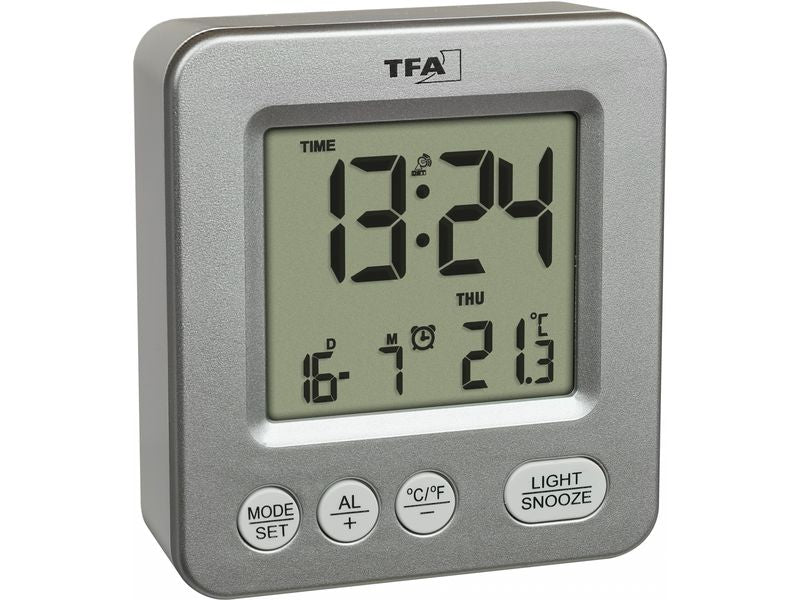 TFA Dostmann | TFA Digitaler Funk-Wecker NOX | Silber