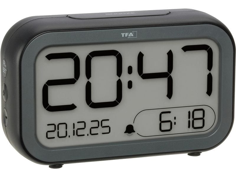 TFA Dostmann | TFA Digitalwecker LCD-LED BINGO | Anthrazit