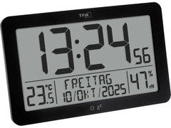TFA Dostmann | TFA Digitale Funkuhr mit Raumklima | Schwarz