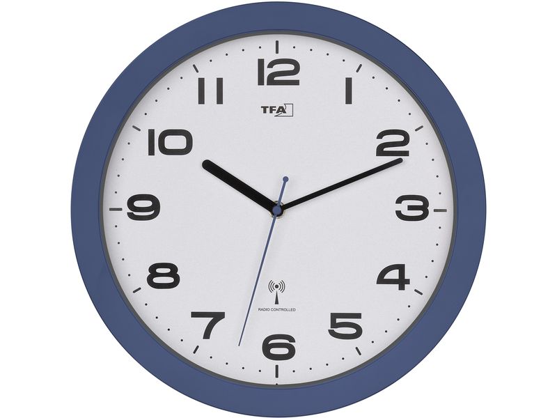 TFA Dostmann | TFA Analoge Funk-Wanduhr | Blau