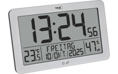 TFA Dostmann | TFA Digitale Funkuhr mit Raumklima | Silber
