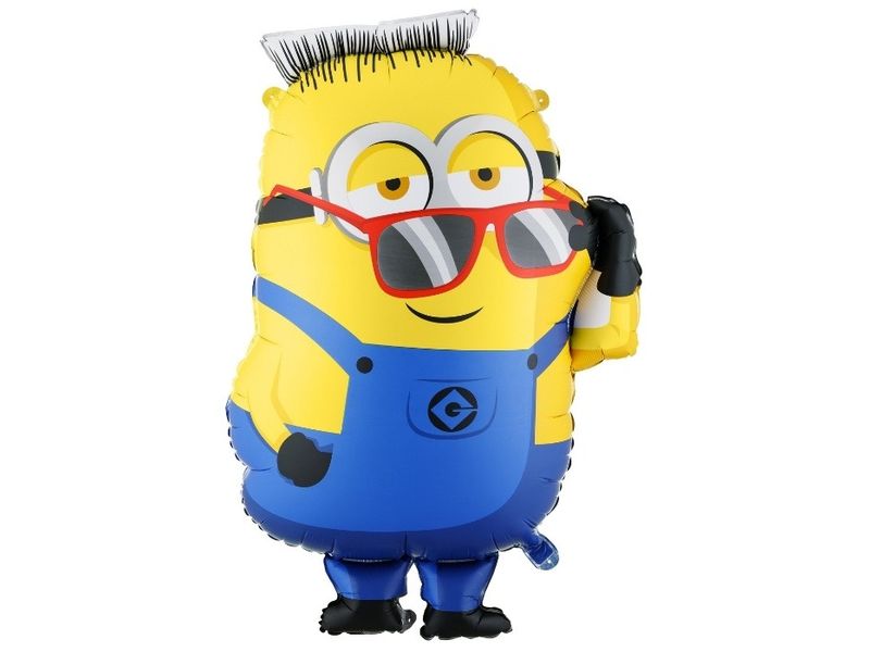 Partydeco | Folienballon Minions Ron | gelb-blau, 53x79 cm, inkl. Strohhalm