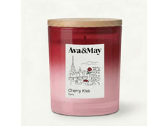 AVA & MAY | Duftkerze Cherry Kiss, 220 gr | Brenndauer 56h, 100% pflanzlicher Wachs