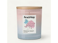 AVA & MAY | Duftkerze Coconut Dreams, 220 gr | Brenndauer 56h, 100% pflanzlicher Wachs