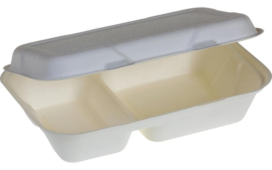 belesse | nature Menübox Zuckerrohr weiss | 50 Stk,2-teilig, 251x166x63mm