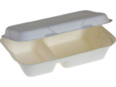 belesse | nature Menübox Zuckerrohr weiss | 50 Stk,2-teilig, 251x166x63mm